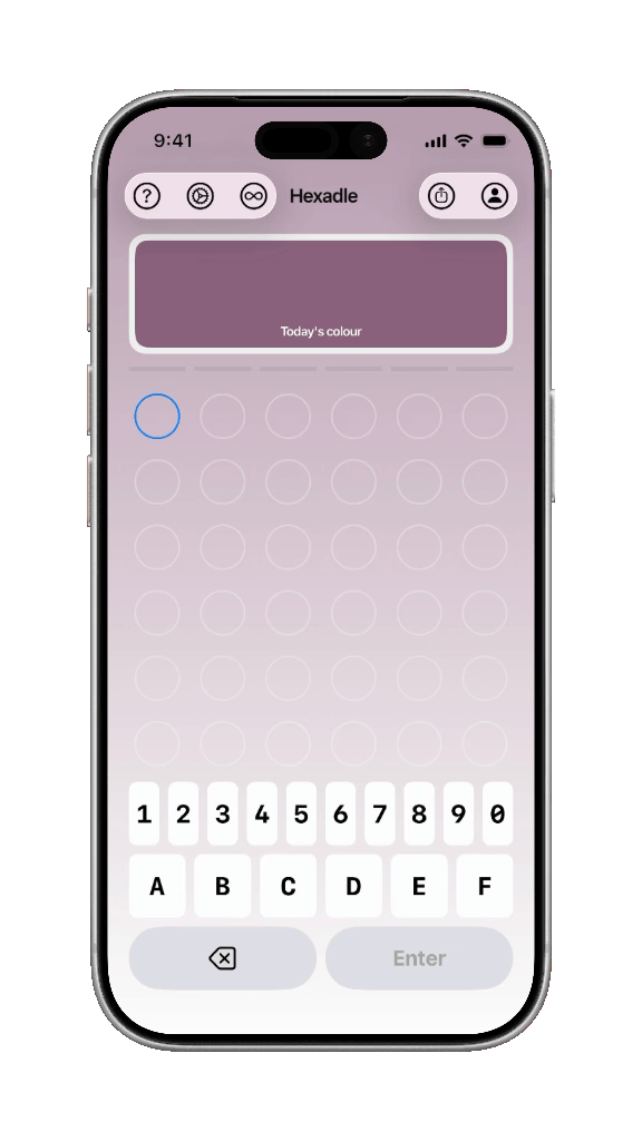 Hexadle game being played — animated demonstration